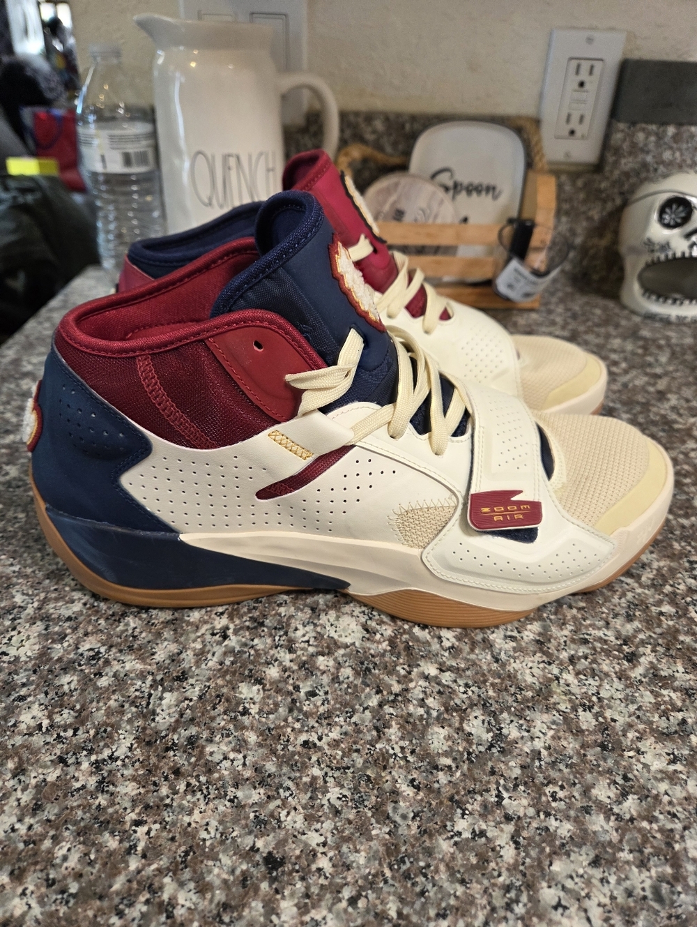 Zion Williams Jordans Cream ,  Blue And Red